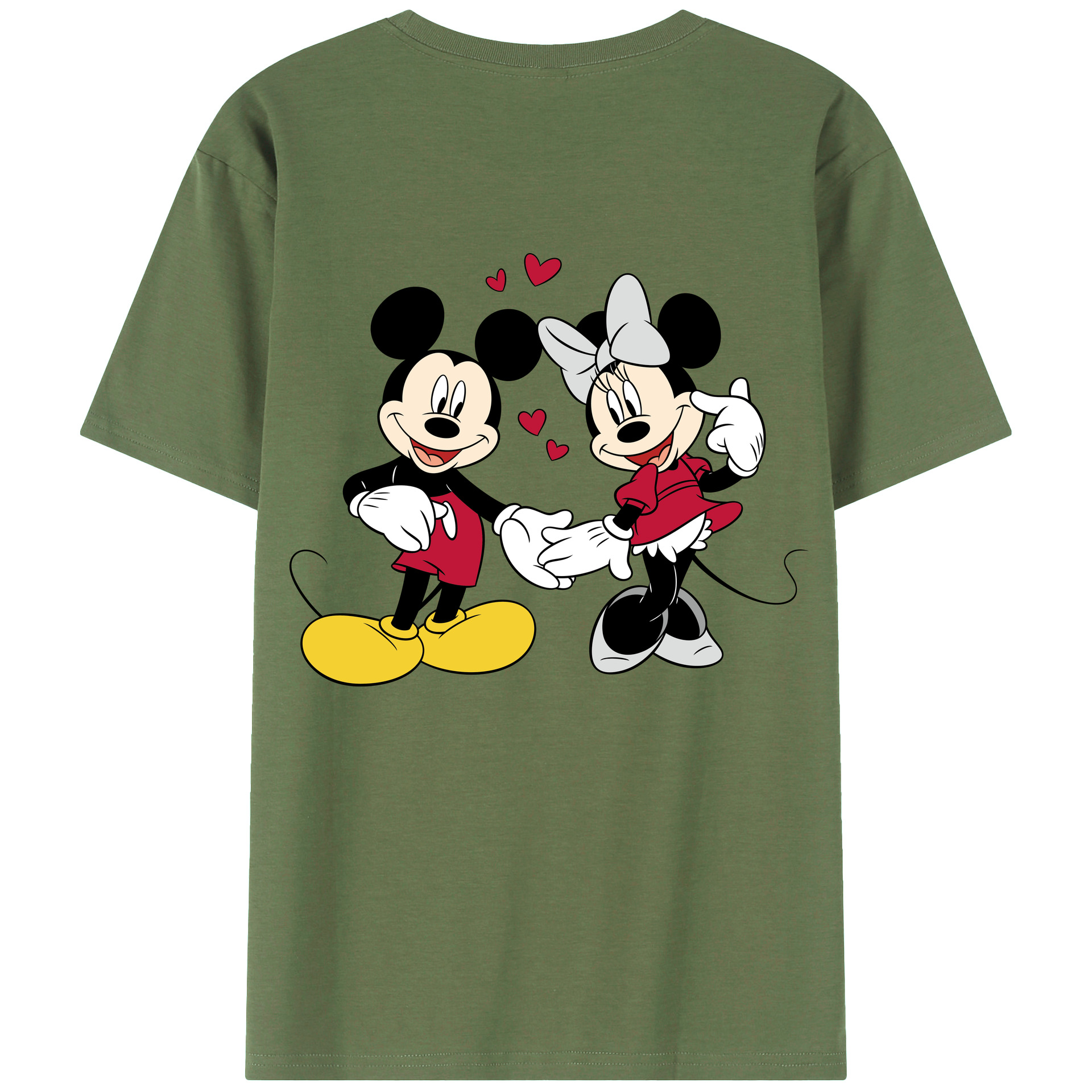 ミッキーマウス Mickey Mouse 綿100％ メンズ半袖Tシャツ（バックプリント） 通気性